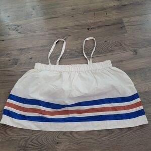Sundry White Crop Top with Blue and Red Stripes Size 2